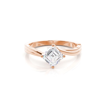 Asscher Rose Gold Solitaire Diamond Rings