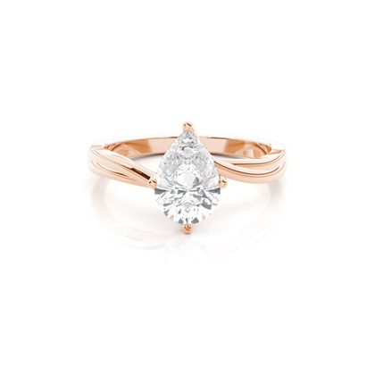 Pear Rose Gold Solitaire Diamond Rings
