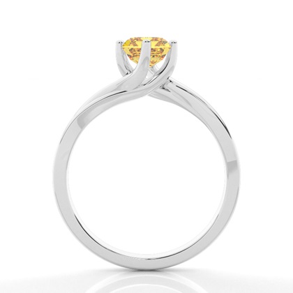 Solitär Verlobungsring mit gelbem Diamant in Krappenfassung