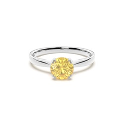 Solitär Verlobungsring mit gelbem Diamant in Krappenfassung