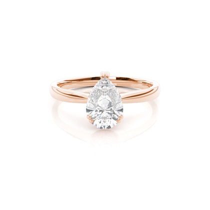 Pear Rose Gold Solitaire Diamond Rings
