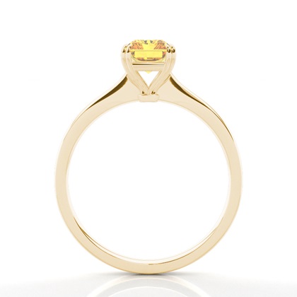 Solitär Verlobungsring mit gelbem Diamant in Krappenfassung