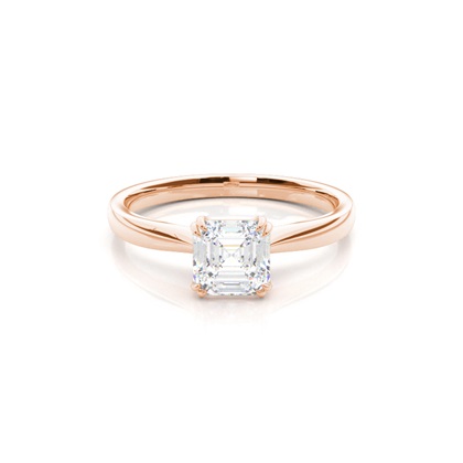 Asscher Rose Gold Solitaire Diamond Rings