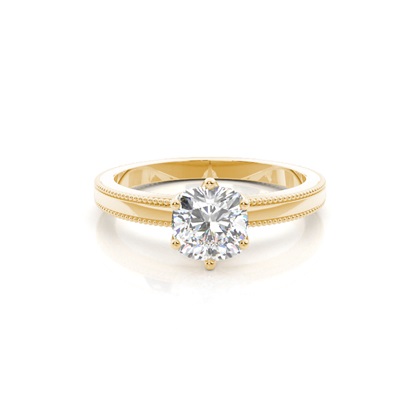 Cushion Yellow Gold Solitaire Diamond Rings