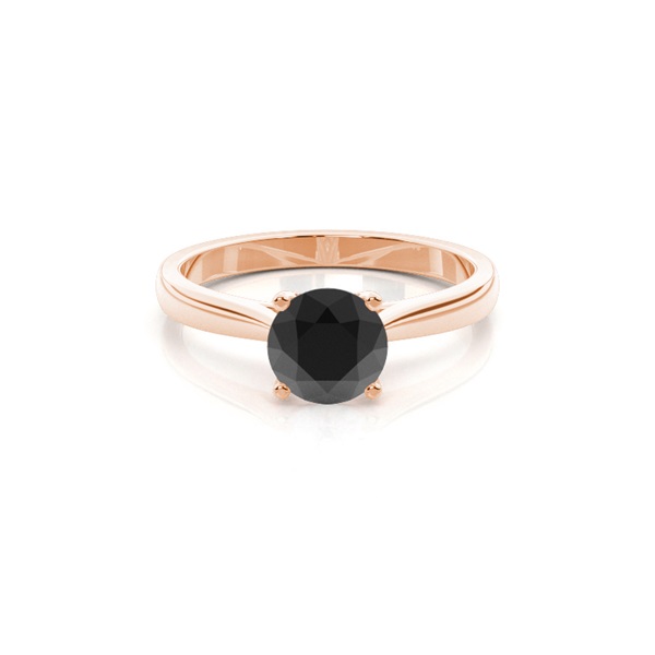 Round Black Diamond Solitaire Engagement Ring