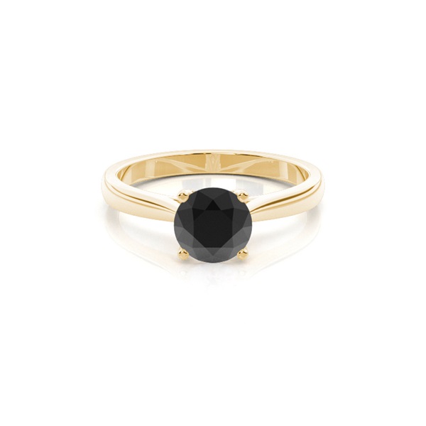 Round Black Diamond Solitaire Engagement Ring