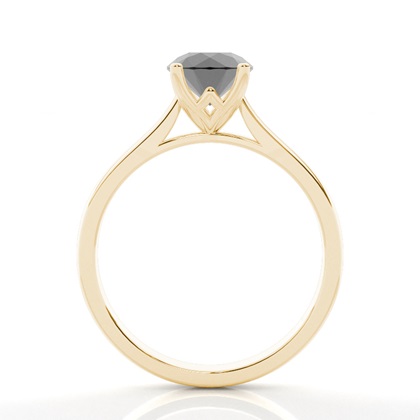 Round Black Diamond Solitaire Engagement Ring