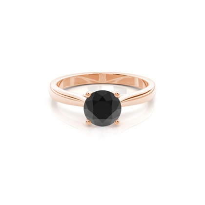 Round Black Diamond Solitaire Engagement Ring