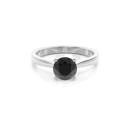 Round Black Diamond Solitaire Engagement Ring
