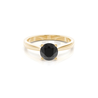 Round Black Diamond Solitaire Engagement Ring