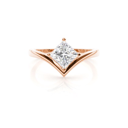 Princess Rose Gold Solitaire Diamond Engagement Rings
