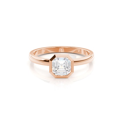 Asscher Rose Gold Solitaire Diamond Rings