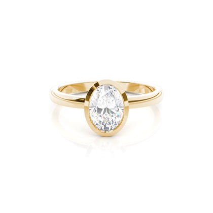Oval Yellow Gold Solitaire Diamond Rings