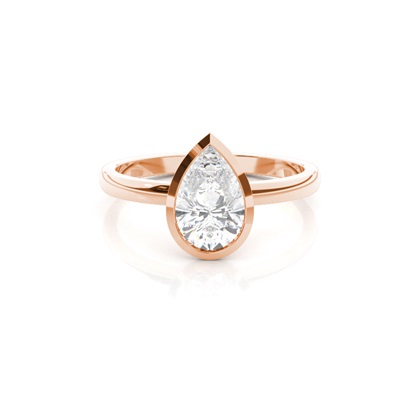 Pear Rose Gold Solitaire Diamond Rings