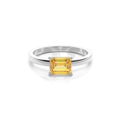 Prong Setting Solitaire Yellow Diamond Ring