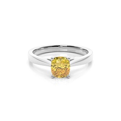 Solitär Verlobungsring mit gelbem Diamant in Krappenfassung