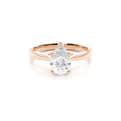 Pear Rose Gold Solitaire Diamond Rings