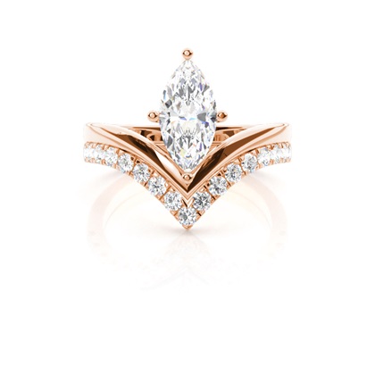 Rose Gold Bridal Set Diamond Engagement Rings