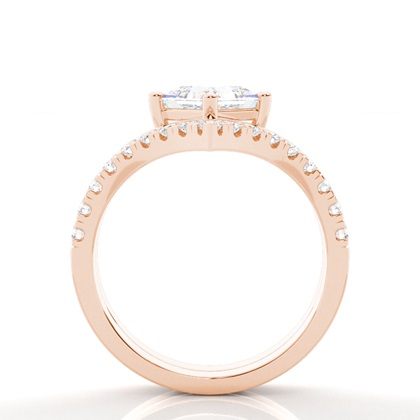 Princess Rose Gold Bridal Set Engagement Rings