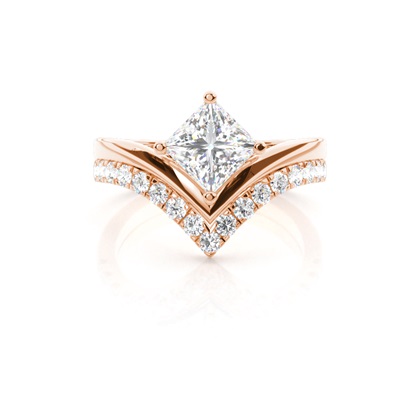 Rose Gold Bridal Set Diamond Engagement Rings