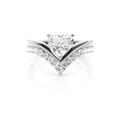 Heart Bridal Diamond Engagement and Wedding Ring Sets