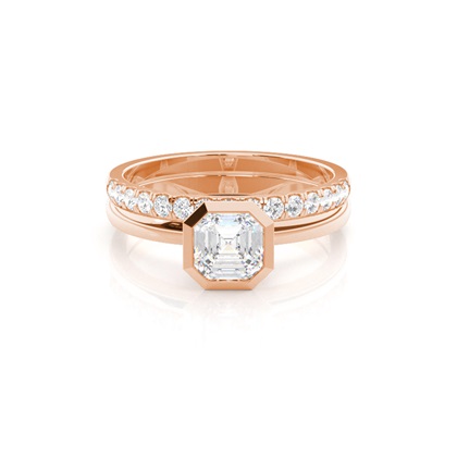Rose Gold Bridal Set Diamond Engagement Rings