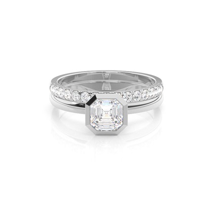Asscher Bridal Diamond Engagement and Wedding Ring Sets