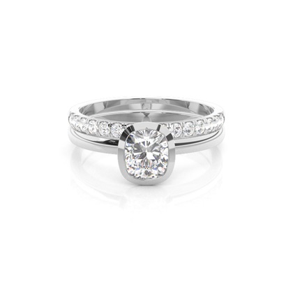 Cushion Bridal Diamond Engagement and Wedding Ring Sets