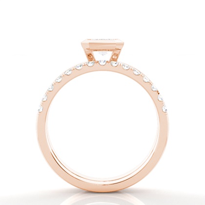 Emerald Rose Gold Bridal Engagement and Wedding Bands Ring Sets