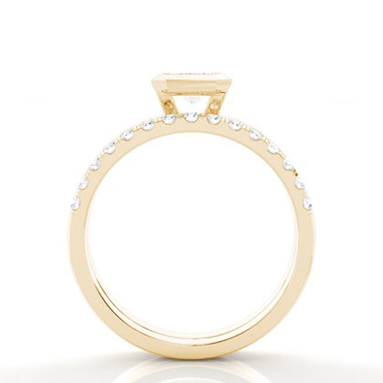 Emerald Yellow Gold Bridal Engagement and Wedding Bands Ring Sets