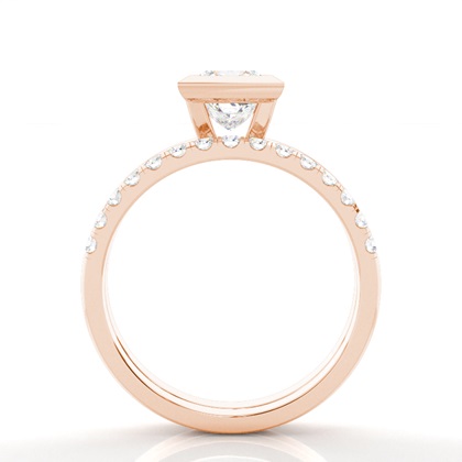 Princess Rose Gold Bridal Set Engagement Rings