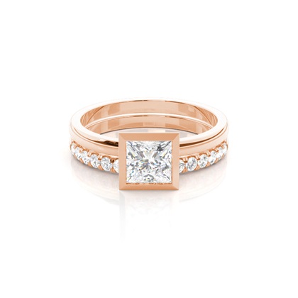 Rose Gold Bridal Set Diamond Engagement Rings