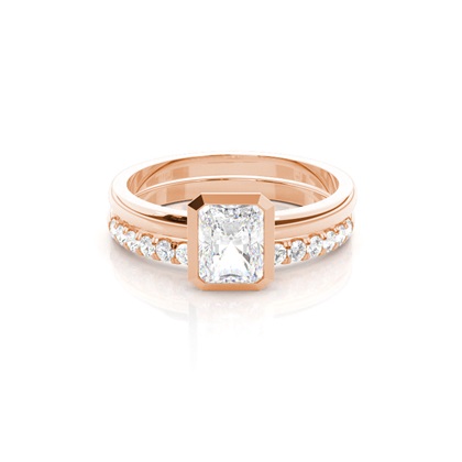 Rose Gold Bridal Set Diamond Engagement Rings