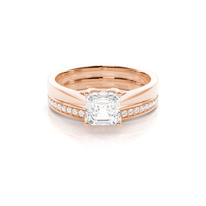 Rose Gold Bridal Set Diamond Engagement Rings
