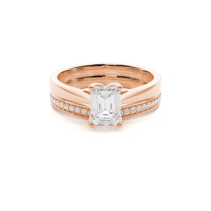 Rose Gold Bridal Set Diamond Engagement Rings