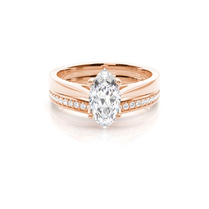 Rose Gold Bridal Set Diamond Engagement Rings