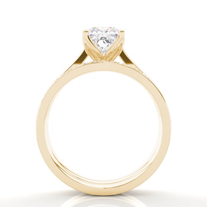 Princess Yellow Gold Bridal Engagement and Wedding Bands Ring Sets
