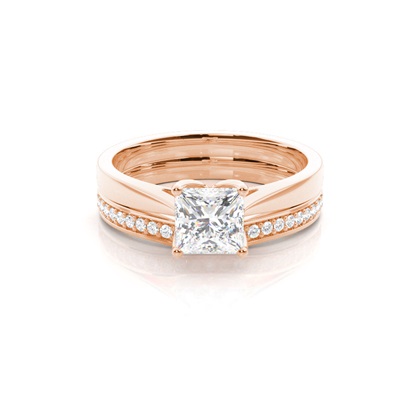 Rose Gold Bridal Set Diamond Engagement Rings