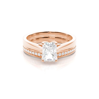 Rose Gold Bridal Set Diamond Engagement Rings