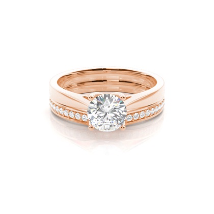 Rose Gold Bridal Set Diamond Engagement Rings
