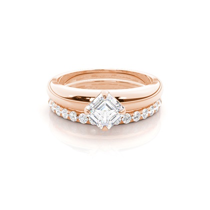Rose Gold Bridal Set Diamond Engagement Rings