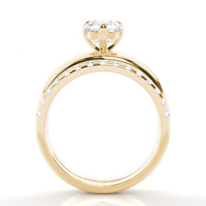 Cushion Yellow Gold Bridal Set Engagement Rings