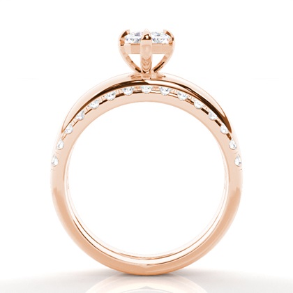 Emerald Rose Gold Bridal Engagement and Wedding Bands Ring Sets