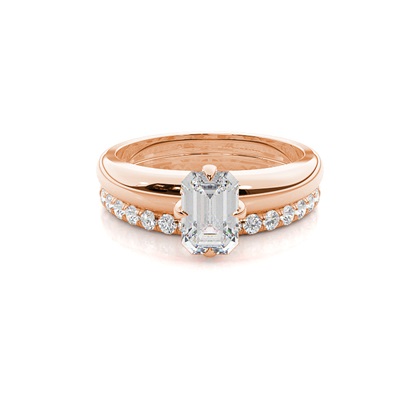 Rose Gold Bridal Set Diamond Engagement Rings