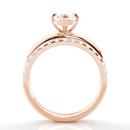 Oval Rose Gold Bridal Engagement and Wedding Bands Ring Sets