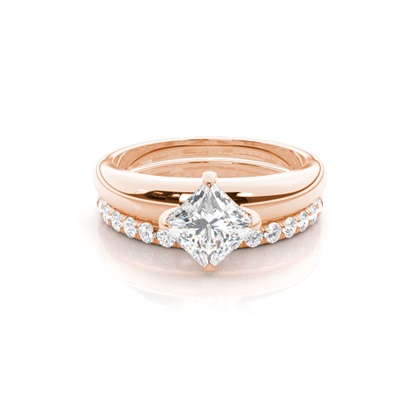 Rose Gold Bridal Set Diamond Engagement Rings