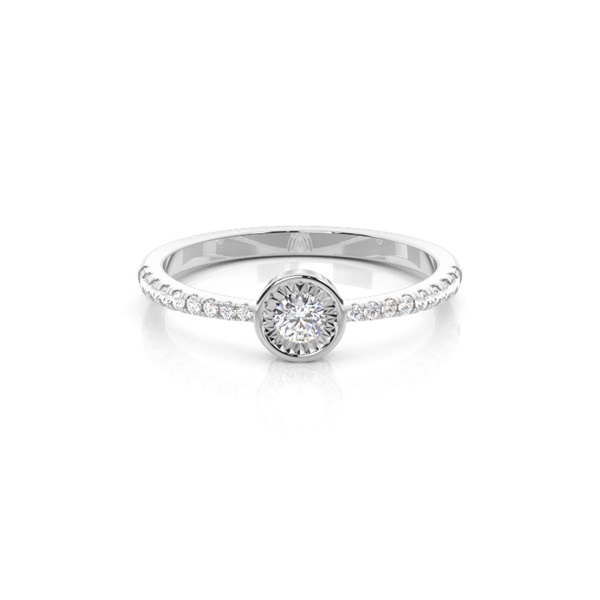 Illusion Plate Round Side Stone Diamond Engagement Ring