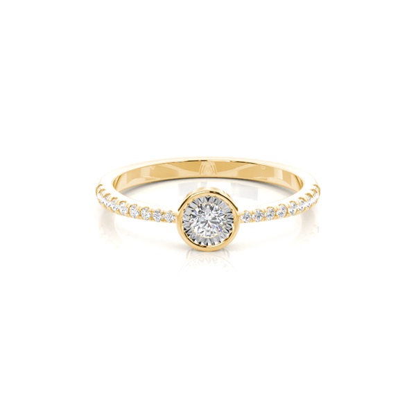 Illusion Plate Round Side Stone Diamond Engagement Ring