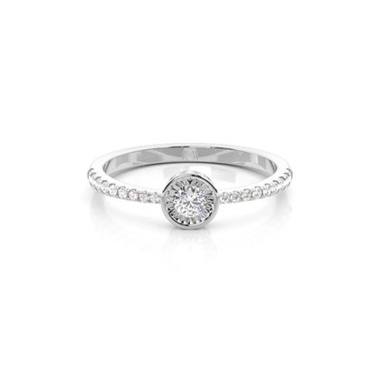 Illusion Plate Round Side Stone Diamond Ring