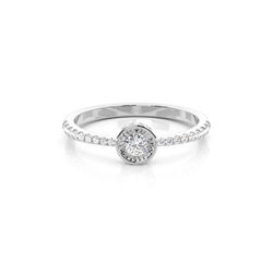 Illusion Plate Round Side Stone Diamond Engagement Ring